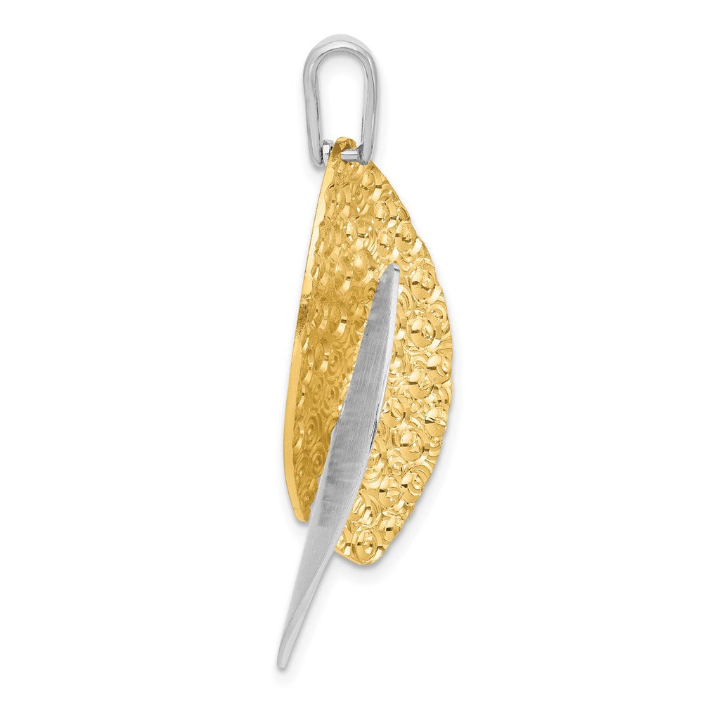 Gold Plated Ss Rhodium And Tone Polished Textured Pendant