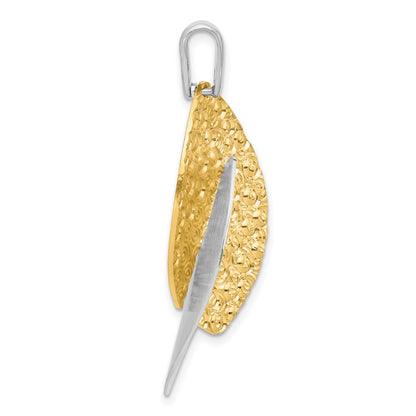 Gold Plated Ss Rhodium And Tone Polished Textured Pendant