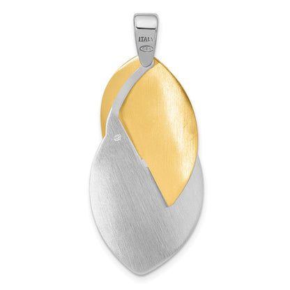 Gold Plated Ss Rhodium And Tone Polished Textured Pendant