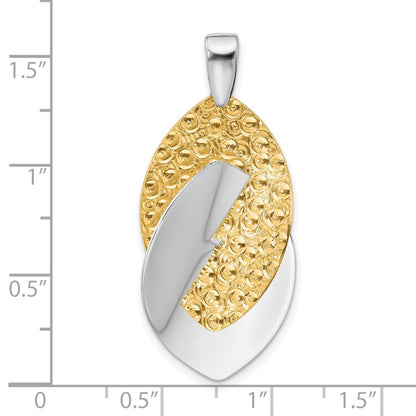 Gold Plated Ss Rhodium And Tone Polished Textured Pendant