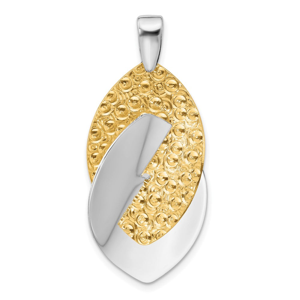Gold Plated Ss Rhodium And Tone Polished Textured Pendant