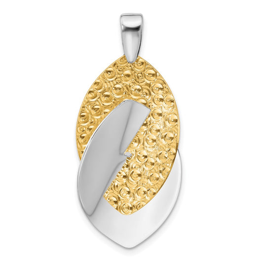 Gold Plated Ss Rhodium And Tone Polished Textured Pendant