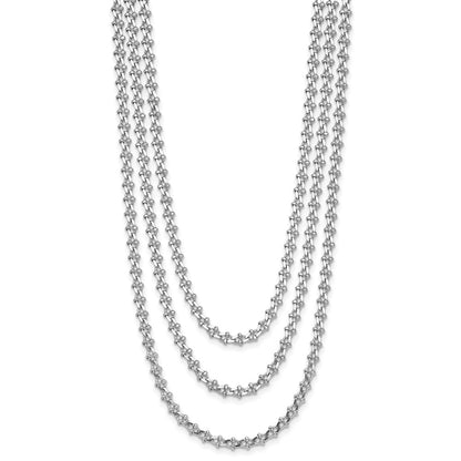 Sterling Silver Rh Plated Polished 3 Strand 1.5In Ext. Necklace