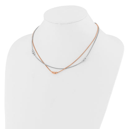 Sterling Silver Rhodium And Rose Tone 1.75In Ext. Necklace