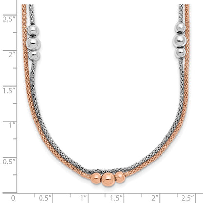 Sterling Silver Rhodium And Rose Tone 1.75In Ext. Necklace