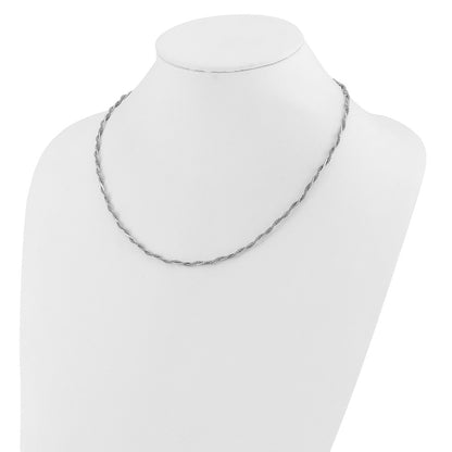 Sterling Silver Rh Plated Polished Twisted 2In. Ext. Necklace