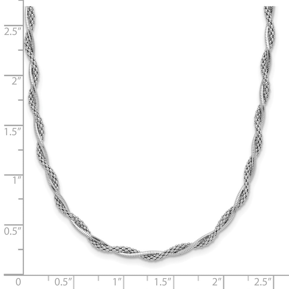 Sterling Silver Rh Plated Polished Twisted 2In. Ext. Necklace
