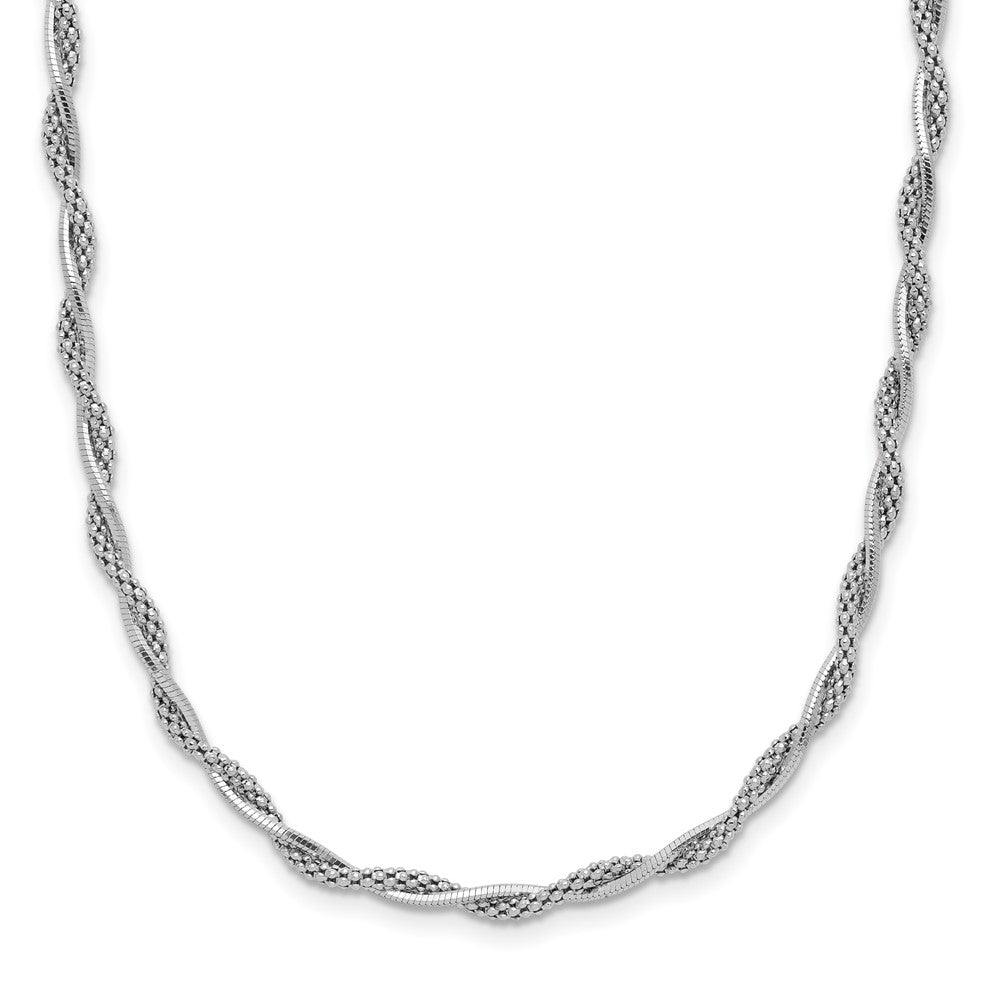 Sterling Silver Rh Plated Polished Twisted 2In. Ext. Necklace