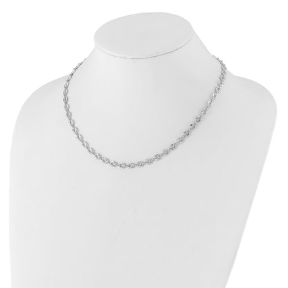Sterling Silver Rhodium Plated Square Link 2In Ext. Necklace