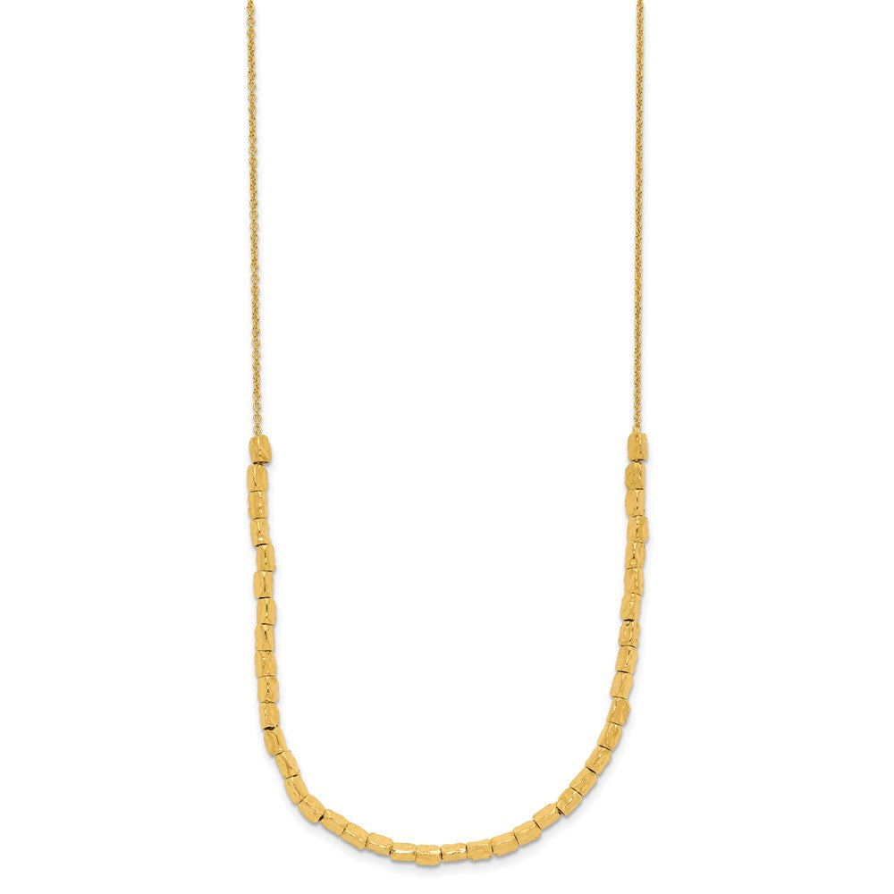 Gold Plated Sterling Silver Polished/Hammered 2In Ext. Necklace