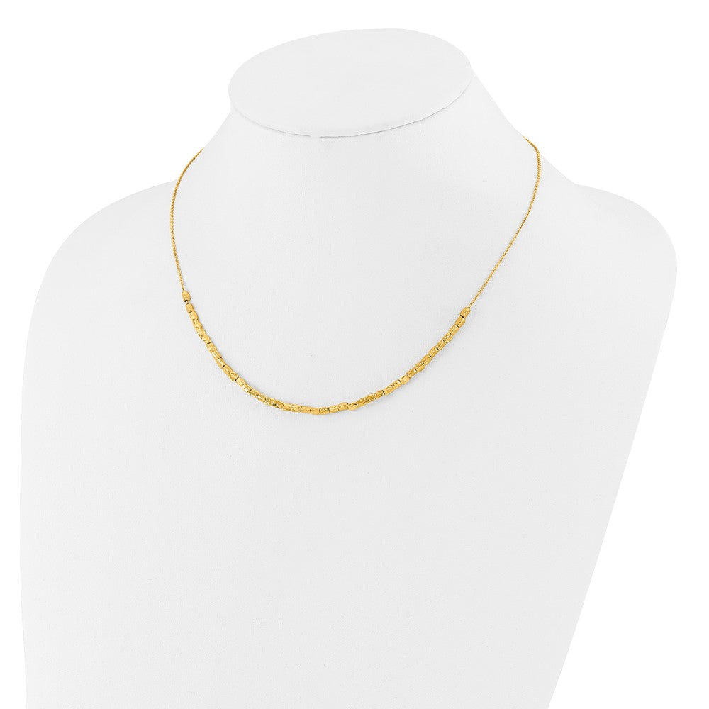 Gold Plated Sterling Silver Polished/Hammered 2In Ext. Necklace