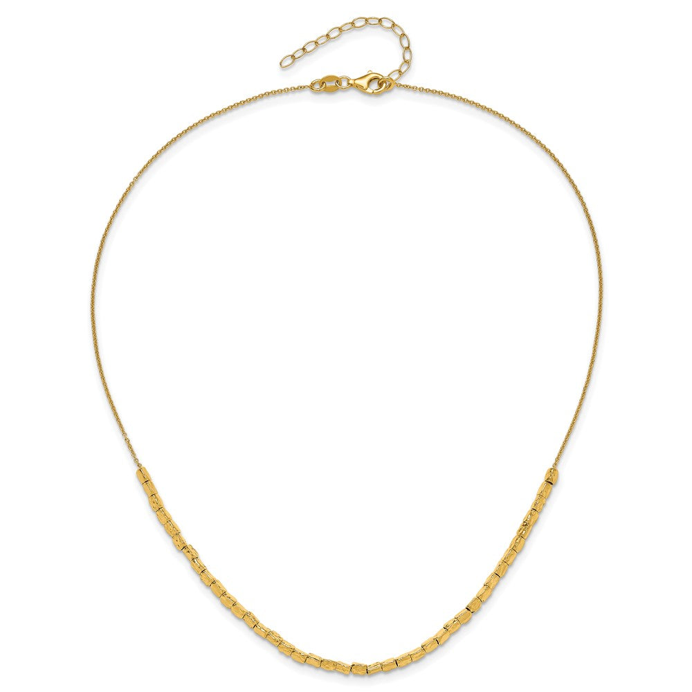 Gold Plated Sterling Silver Polished/Hammered 2In Ext. Necklace