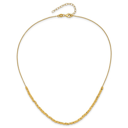 Gold Plated Sterling Silver Polished/Hammered 2In Ext. Necklace