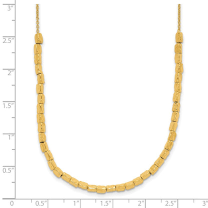 Gold Plated Sterling Silver Polished/Hammered 2In Ext. Necklace