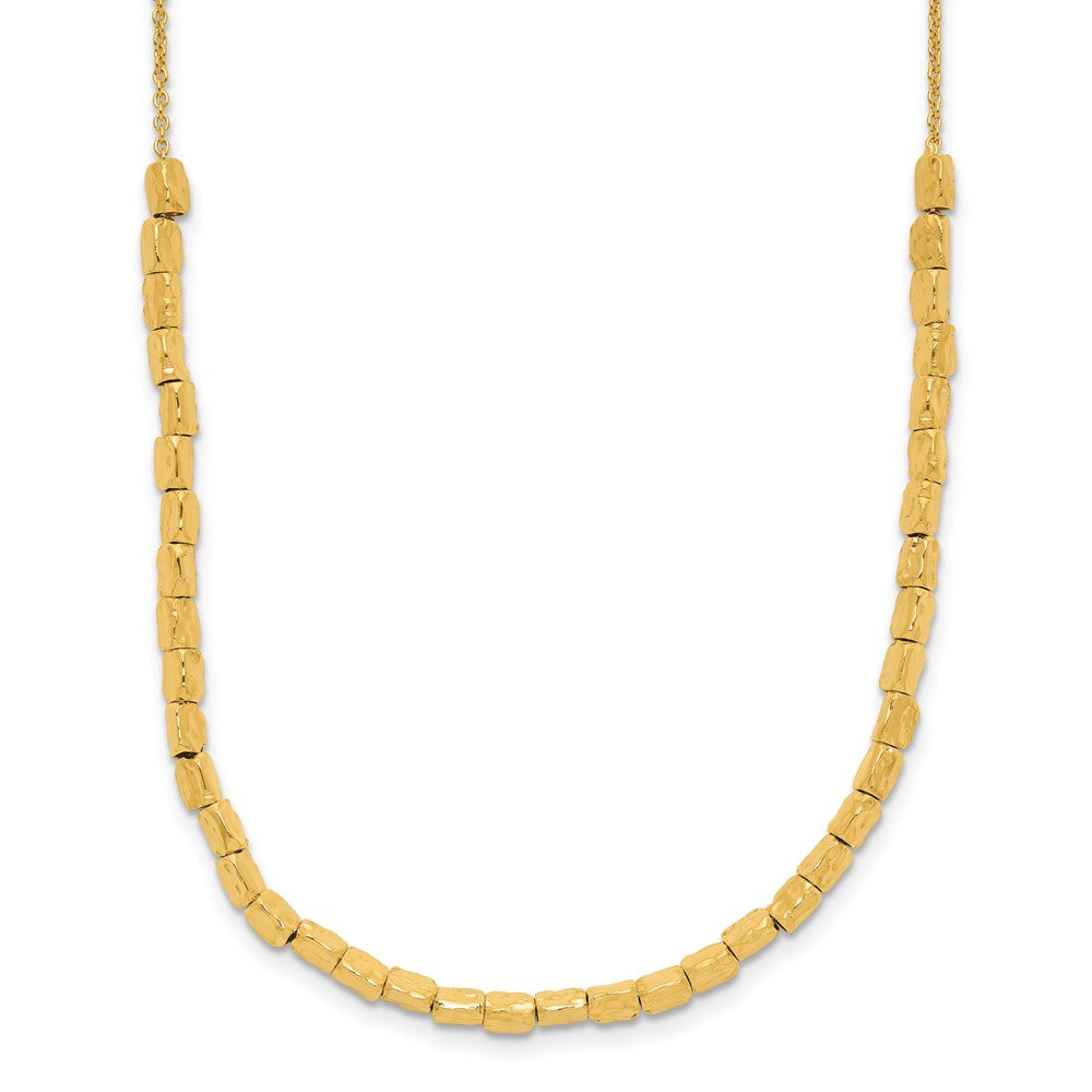Gold Plated Sterling Silver Polished/Hammered 2In Ext. Necklace