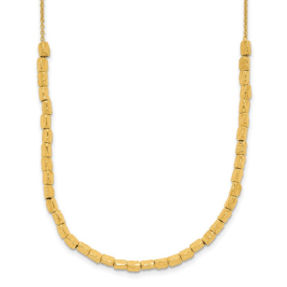 Gold Plated Sterling Silver Polished/Hammered 2In Ext. Necklace