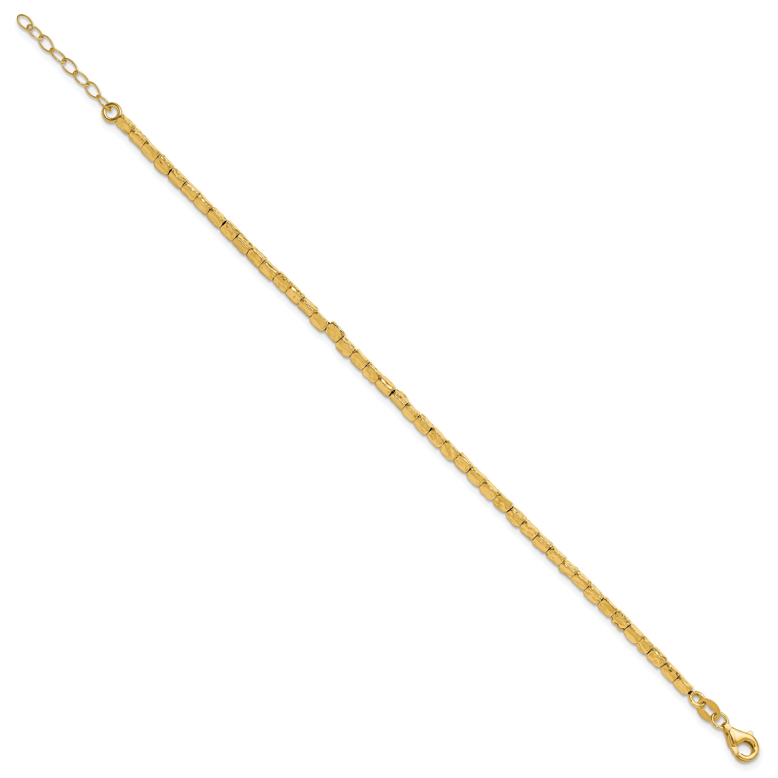 Gold Plated Sterling Silver Polished/Hammered 1In Ext. Bracelet