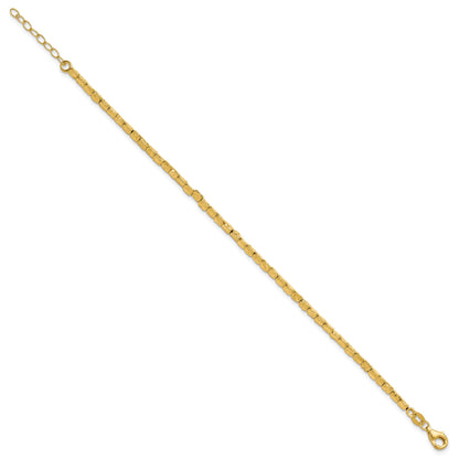 Gold Plated Sterling Silver Polished/Hammered 1In Ext. Bracelet