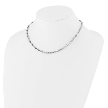 Sterling Silver Rh Plated Fancy Link Necklace