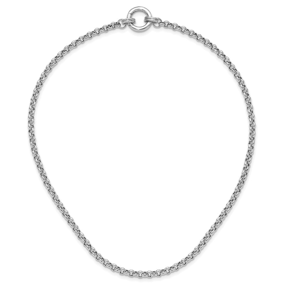 Sterling Silver Rh Plated Fancy Link Necklace