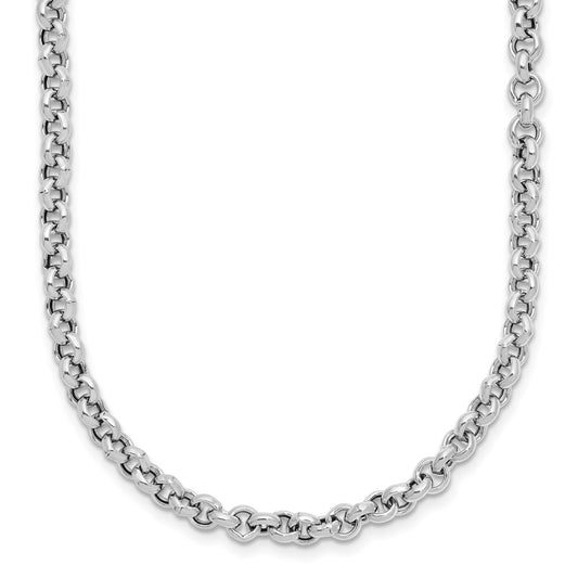 Sterling Silver Rh Plated Fancy Link Necklace