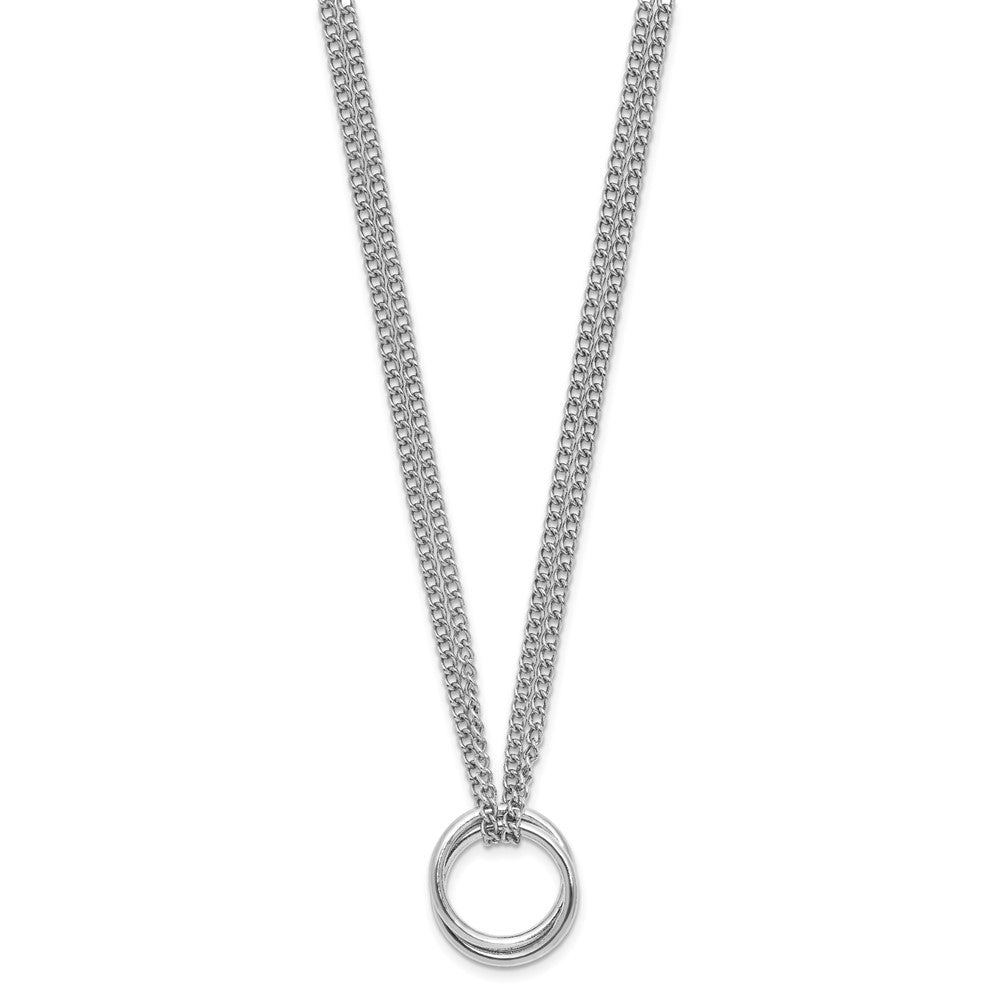 Sterling Silver Rh Plt Multi Strand Circles W/ 2In Ext. Necklace