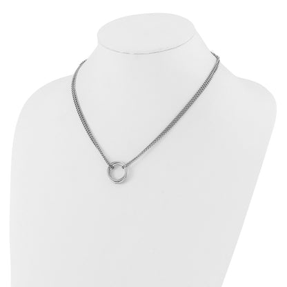 Sterling Silver Rh Plt Multi Strand Circles W/ 2In Ext. Necklace