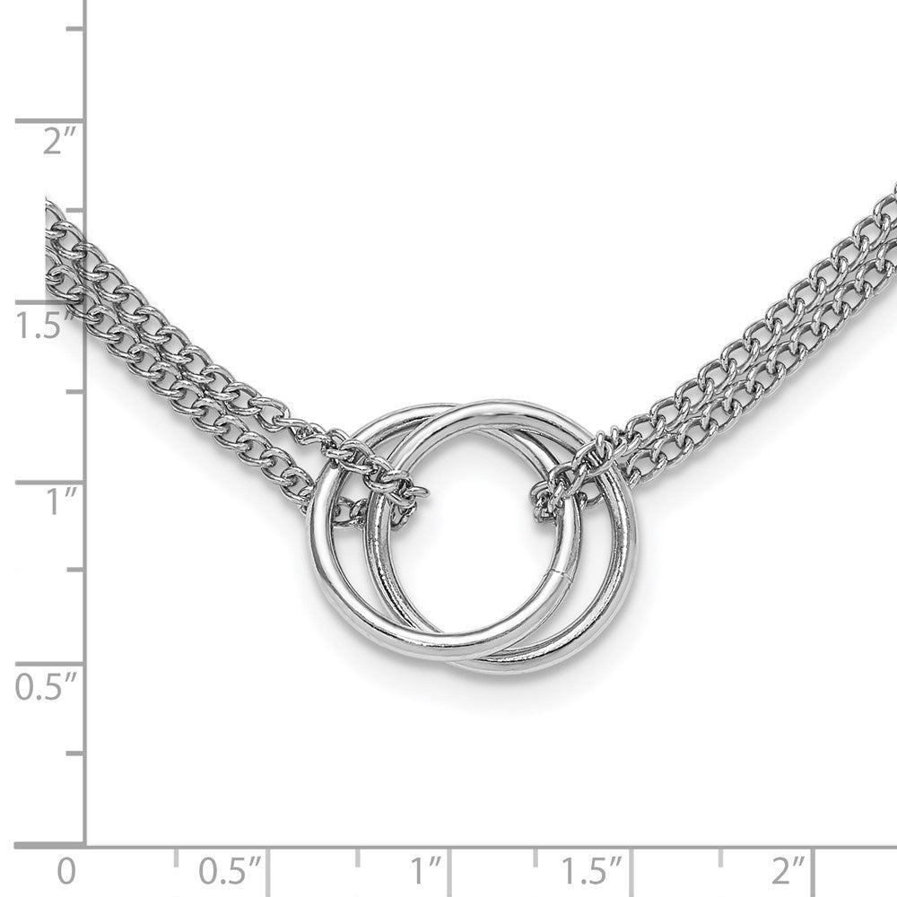 Sterling Silver Rh Plt Multi Strand Circles W/ 2In Ext. Necklace