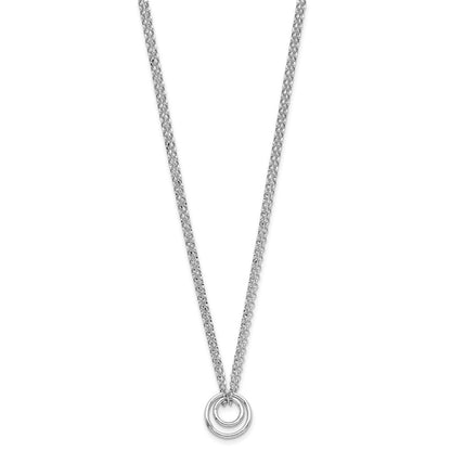 Sterling Silver Rh Plt Polished 2 Strand Circle 2In Ext Necklace