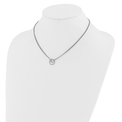 Sterling Silver Rh Plt Polished 2 Strand Circle 2In Ext Necklace