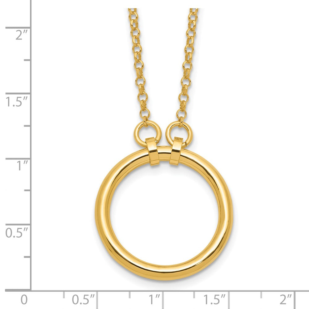 Sterling Silver Gold Tone Polished Circle W/ 2In Ext. Necklace