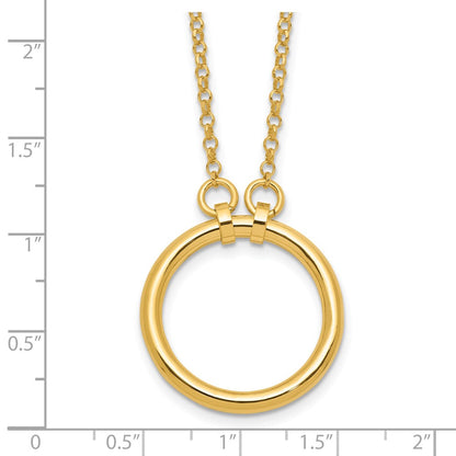 Sterling Silver Gold Tone Polished Circle W/ 2In Ext. Necklace