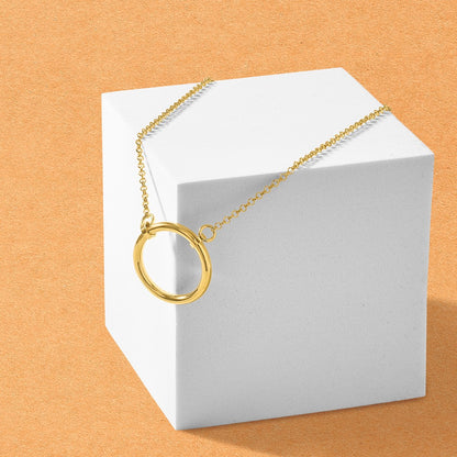 Sterling Silver Gold Tone Polished Circle W/ 2In Ext. Necklace