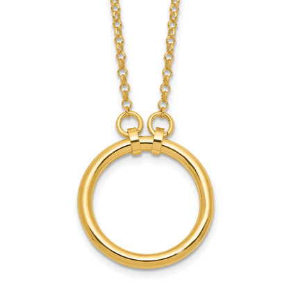 Sterling Silver Gold Tone Polished Circle W/ 2In Ext. Necklace