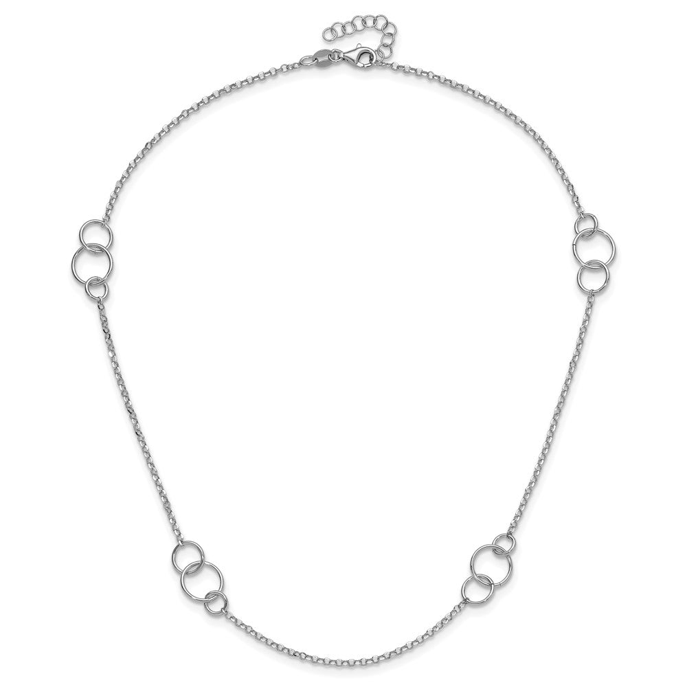 Sterling Silver Rh Plated Polished Circle With 1In Ext. Necklace