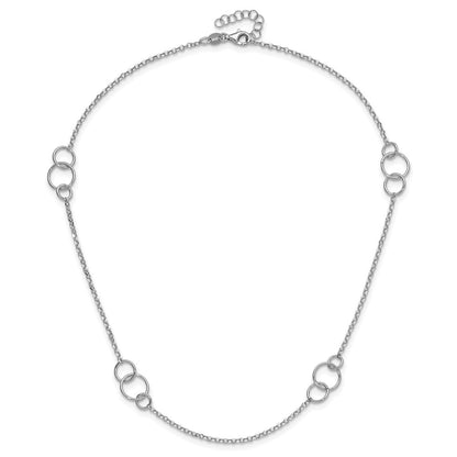 Sterling Silver Rh Plated Polished Circle With 1In Ext. Necklace