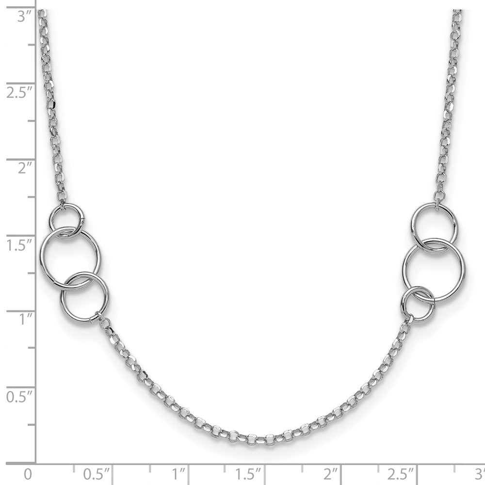 Sterling Silver Rh Plated Polished Circle With 1In Ext. Necklace