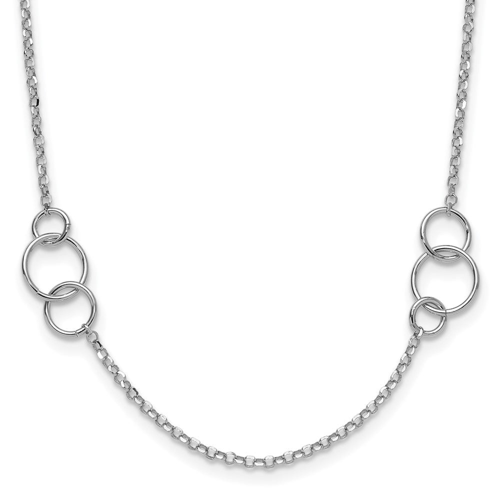 Sterling Silver Rh Plated Polished Circle With 1In Ext. Necklace