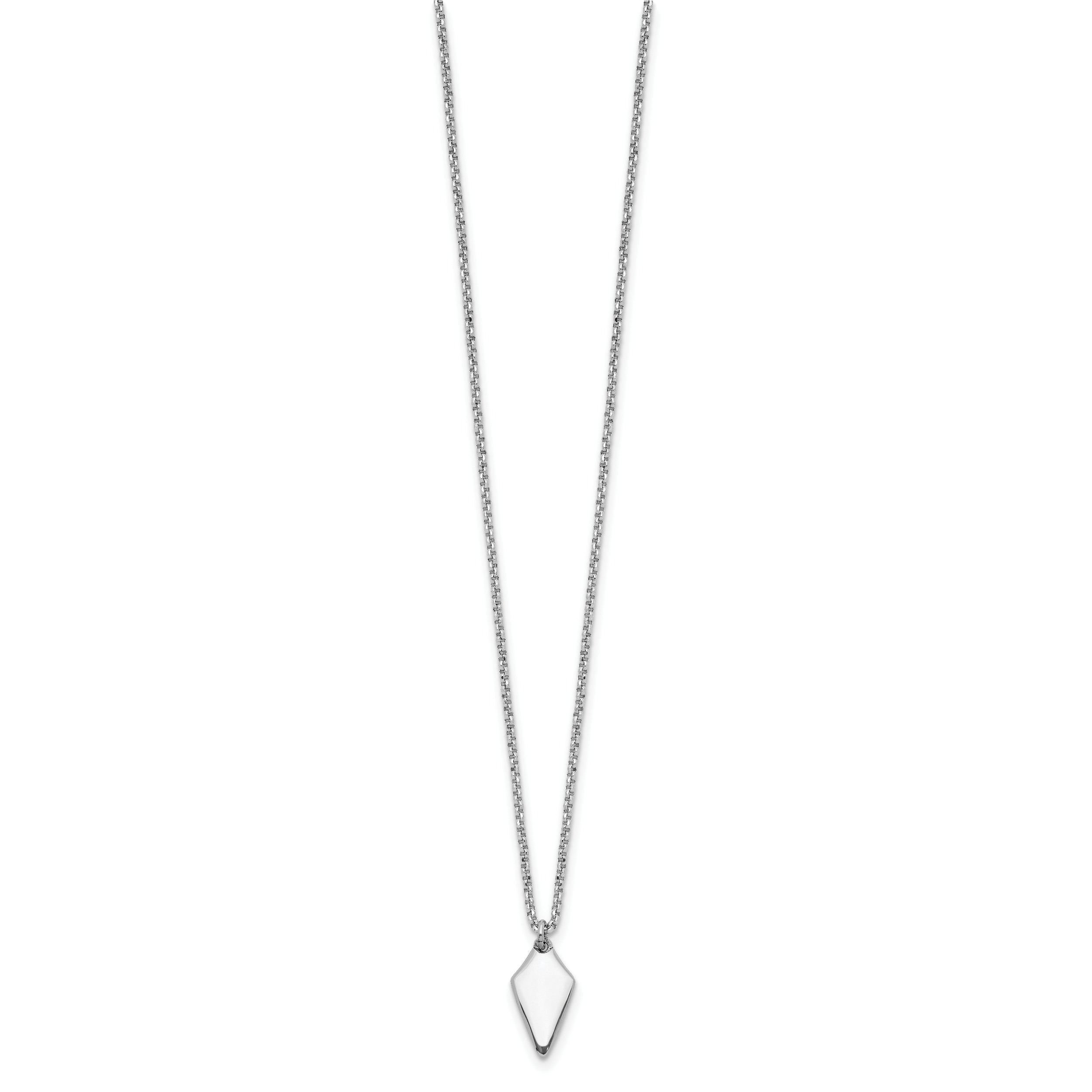Sterling Silver Rh Plated Polished Arrowhead 1In Ext. Necklace