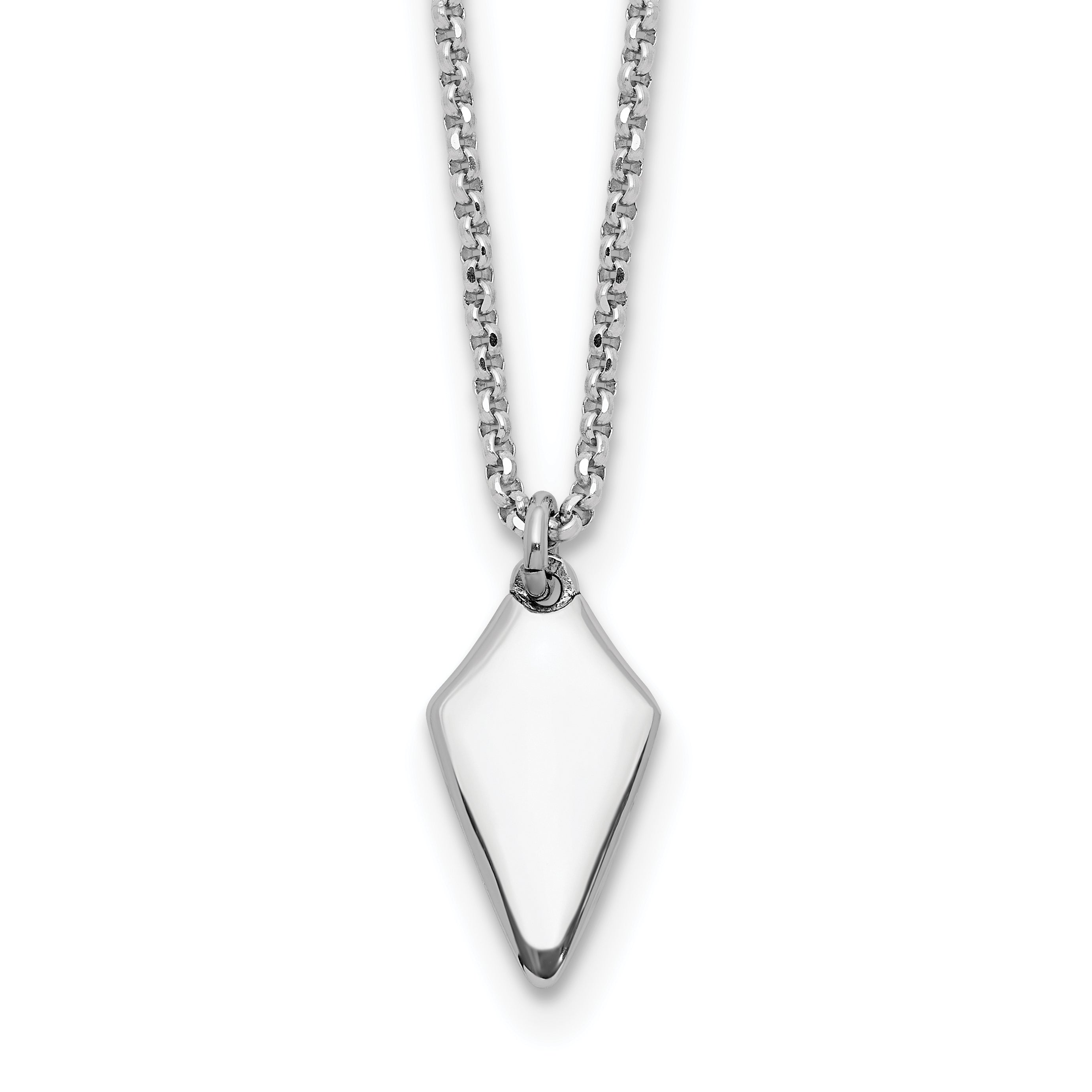 Sterling Silver Rh Plated Polished Arrowhead 1In Ext. Necklace