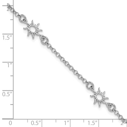 Sterling Silver Rh Plated Polished Suns 1In Ext. Bracelet