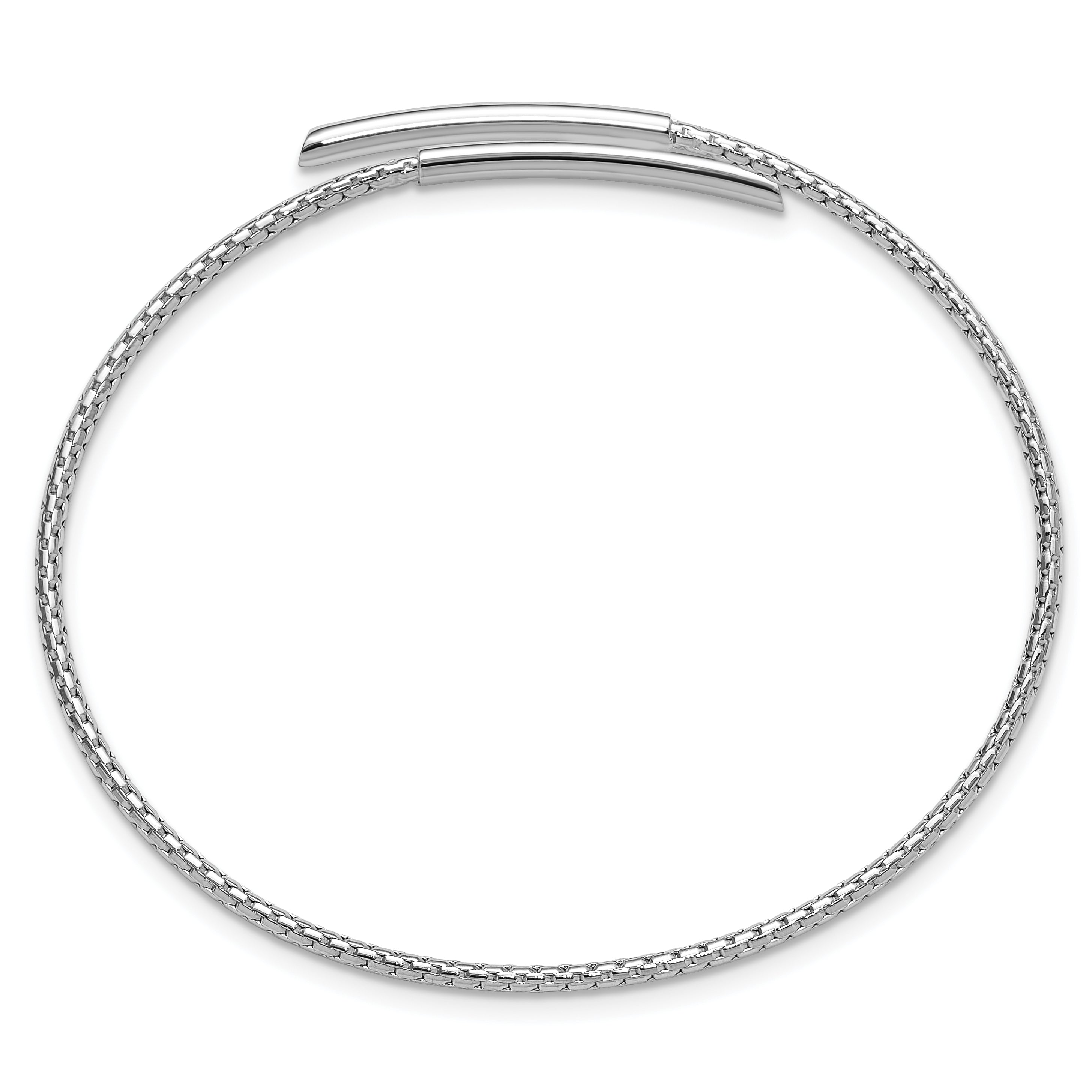 Sterling Silver Rhodium Plated Polished Bypass Cuff Bangle