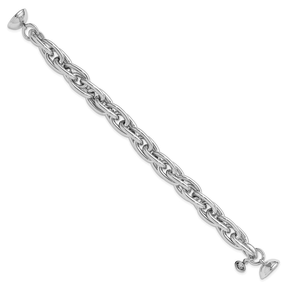 Sterling Silver Rhodium Plated 7.5In Link Bracelet
