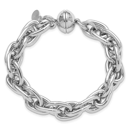 Sterling Silver Rhodium Plated 7.5In Link Bracelet