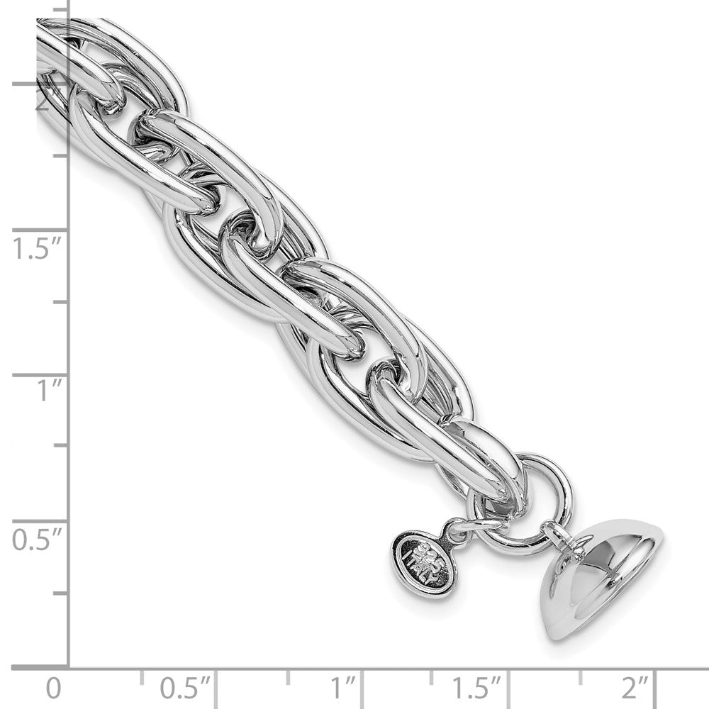 Sterling Silver Rhodium Plated 7.5In Link Bracelet