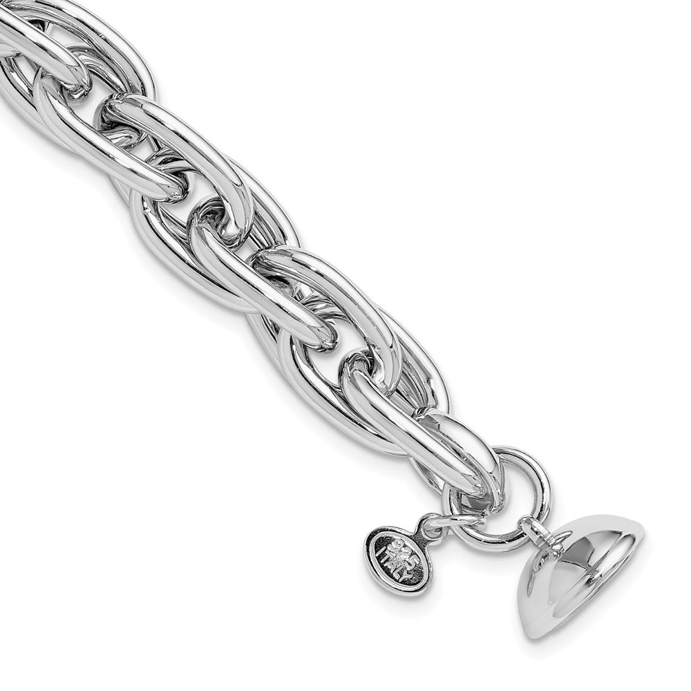 Sterling Silver Rhodium Plated 7.5In Link Bracelet