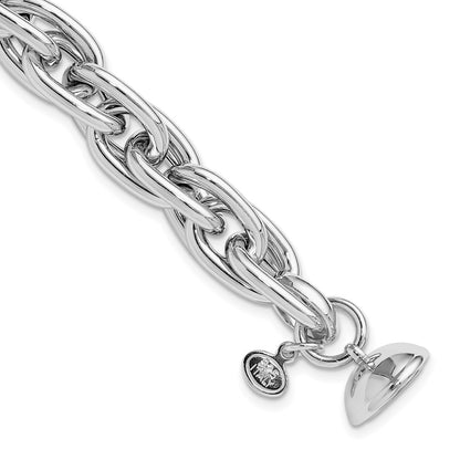 Sterling Silver Rhodium Plated 7.5In Link Bracelet