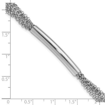 Sterling Silver Rhodium Plt Multi Strand Bar 1In Ext. Bracelet