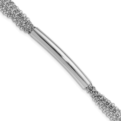 Sterling Silver Rhodium Plt Multi Strand Bar 1In Ext. Bracelet