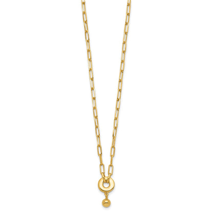 Gold Plated Sterling Silver With 2In Ext. Circle Necklace